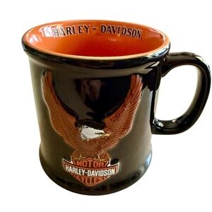 Harley Davidson 2000 Coffee Mug Cup 3D Eagle Logo by Encore Orange Black
